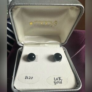 Onix earrings studs with 14kt gold new with tags